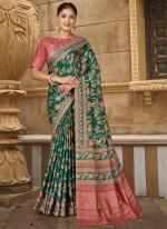 Gaji Silk Green Festival Wear Handwork Saree